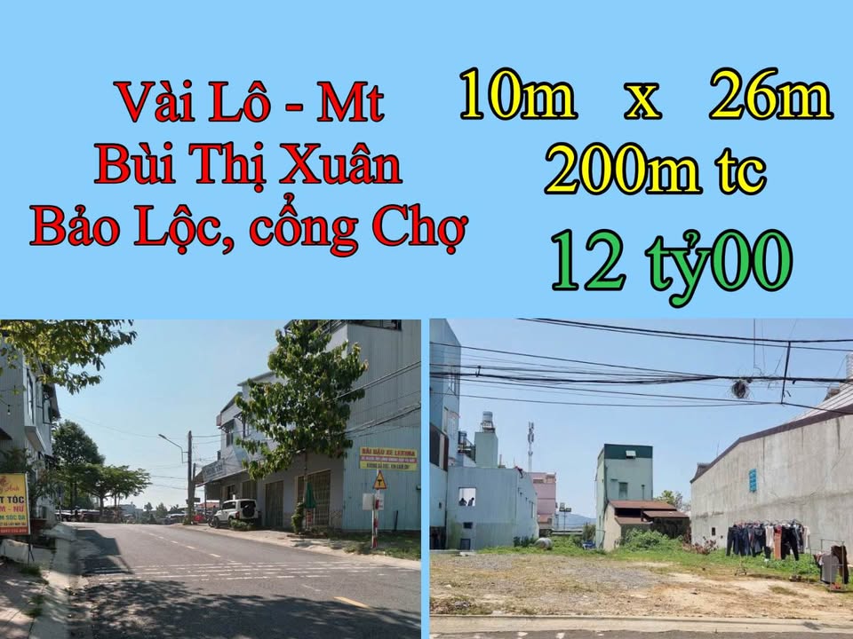 Đất mặt tiền chợ Mới Bùi Thị Xuân 260m² giá 12 tỷ - Cơ hội đầu tư hấp dẫn!