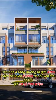 Townhouse 4 tầng đường Nguyễn Tất Thành Đà Nẵng 105m² giá 14.7 tỷ - 5 mặt tiền hiếm có!