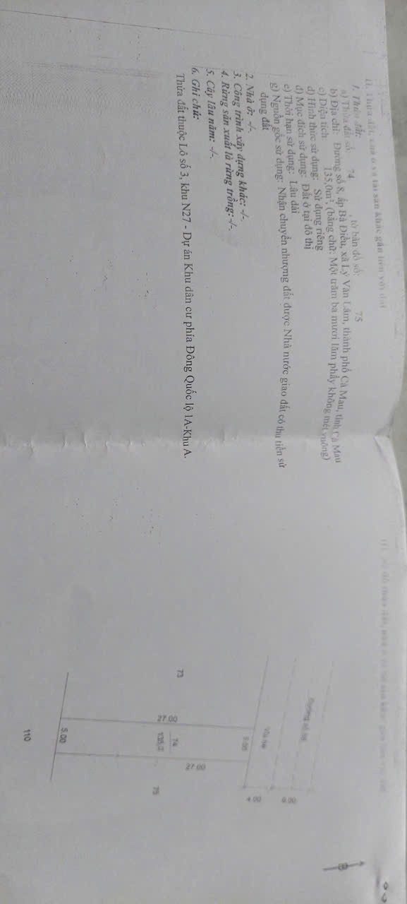 Đất nền khu Sao Mai, Phường 8, Cà Mau 135m² giá 1.35 tỷ - Chính chủ, pháp lý đầy đủ!