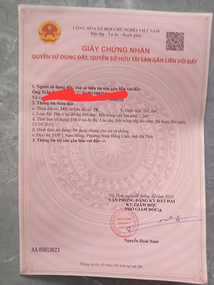 Đất nền TDP1 Nam Hồng Lĩnh 102m² giá thỏa thuận - Vị trí thuận lợi gần chợ