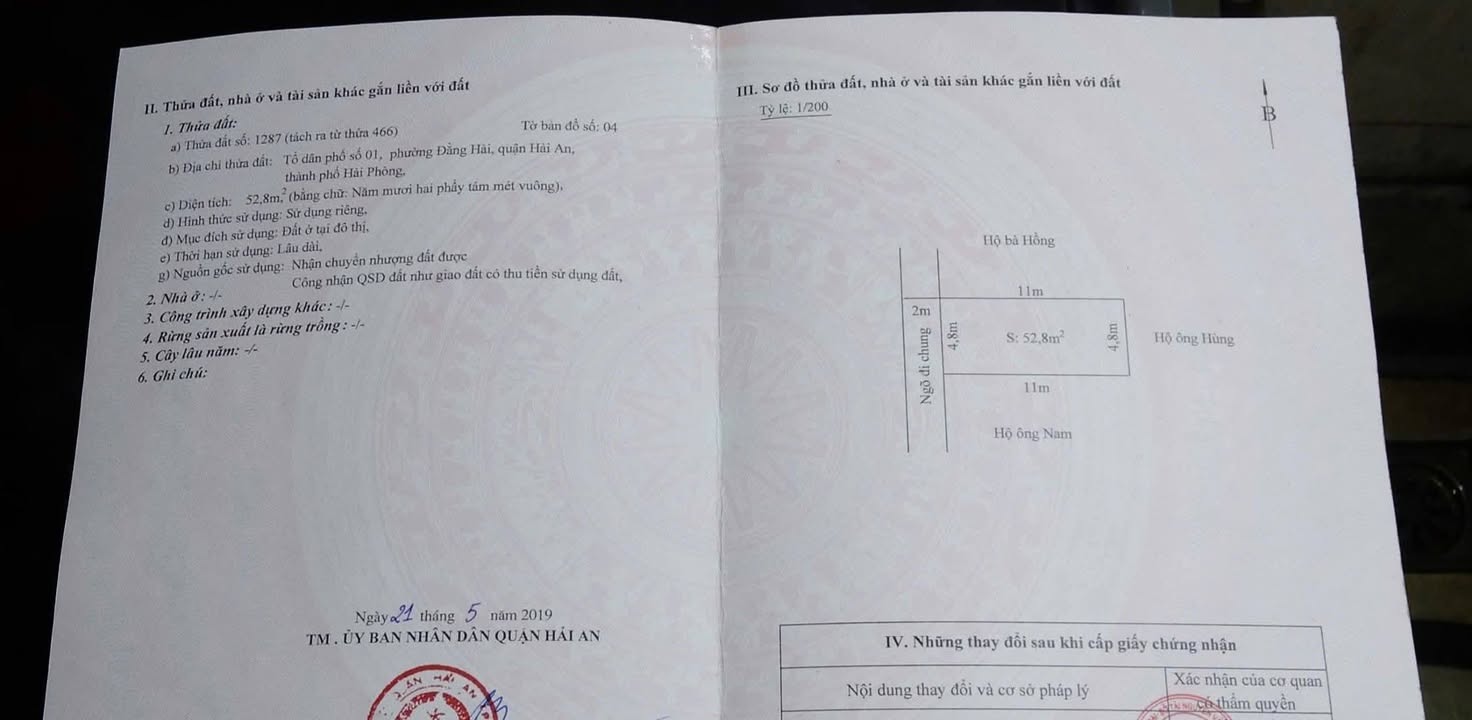 Đất nền 455 Đằng Hải 52.8m² giá 2.2 tỷ - Ô tô đỗ tận cửa!