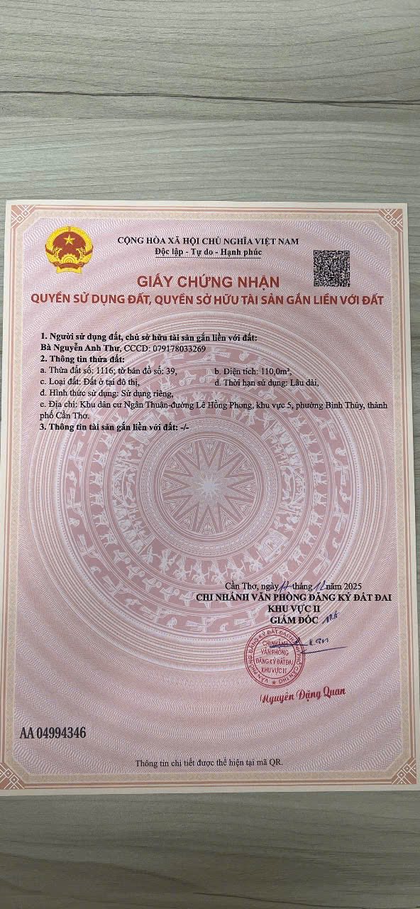 Đất nền KDC Ngân Thuận, Bình Thủy, 110m² giá 2.8 tỷ - Cơ hội đầu tư hấp dẫn!