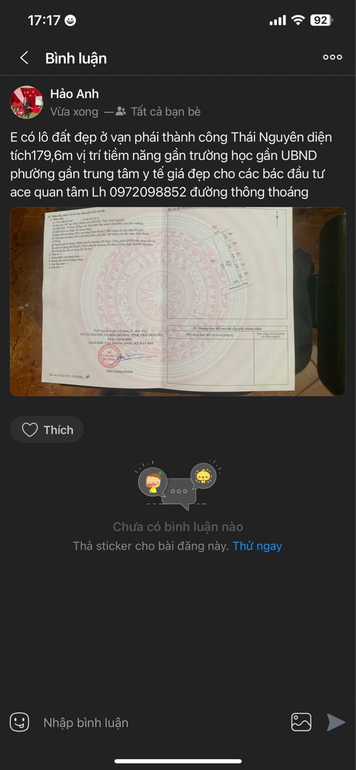 Đất nền Vạn Phái, Phổ Yên, Thái Nguyên 179.6m² - Cơ hội đầu tư tuyệt vời!