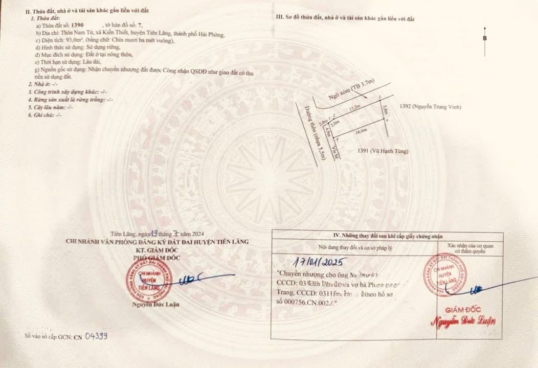 Đất nền 2 mặt tiền tại Tân Minh, Tiên Lãng 93m² giá 1 tỷ - Cơ hội đầu tư hấp dẫn!