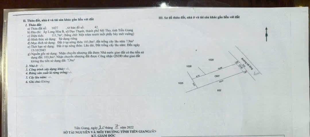 Đất thổ cư 120m² Đường ô tô 7 chỗ - Cơ hội đầu tư tại Mỹ Tho chỉ 800 triệu!