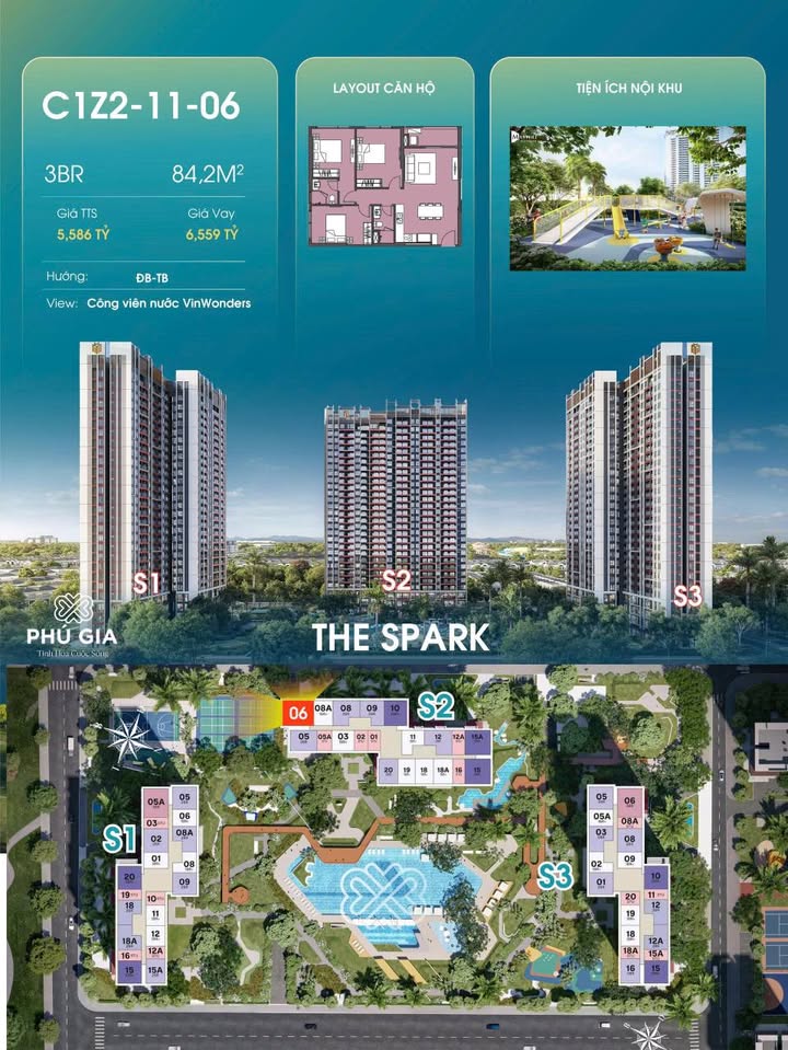 Căn hộ 3PN The Spark View VinWonders 84m² giá 5.586 tỷ - Sẵn sàng cho cuộc sống lý tưởng!
