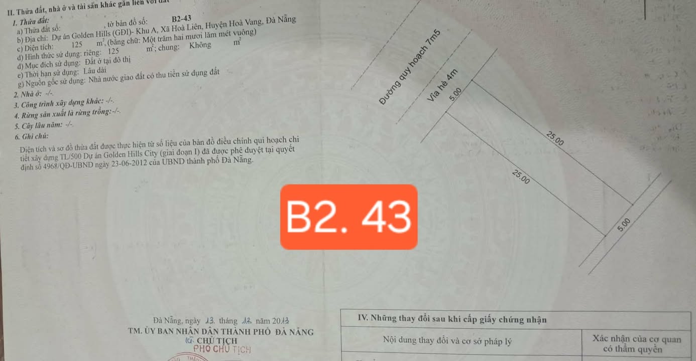 Đất nền Golden Hill Đà Nẵng 125m² giá 3.8 tỷ - Đầu tư sinh lời ngay!