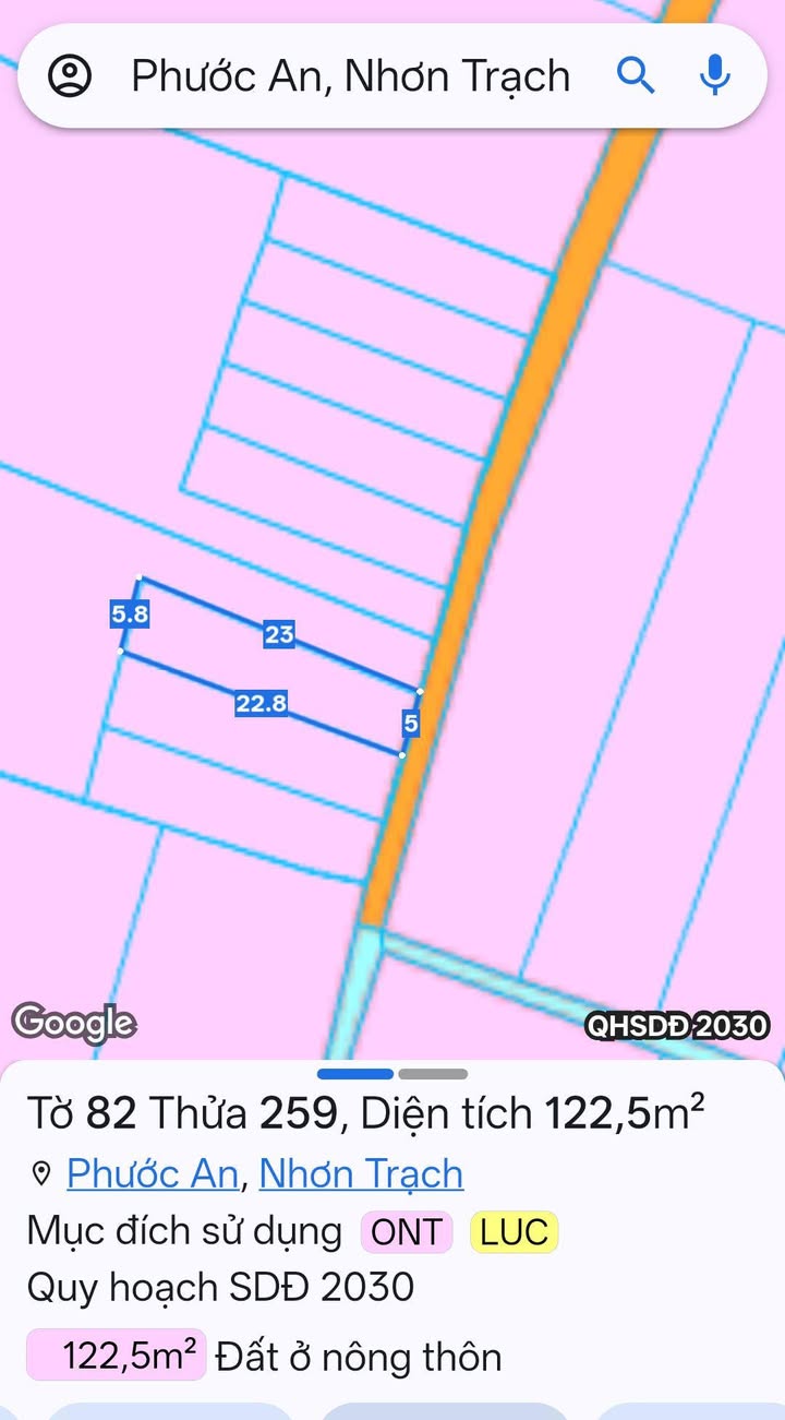 Đất nền Phước An Nhơn Trạch 122m² giá 1.6 tỷ - Vị trí đẹp, tiện ích đầy đủ!