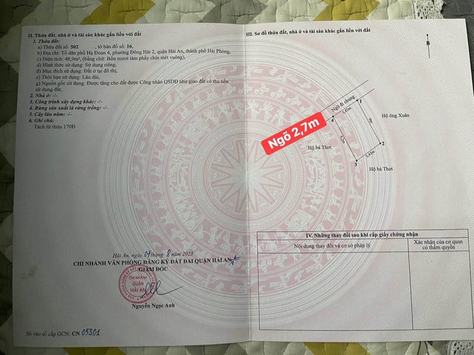 Lô đất Hạ Đoạn 4, Hải An 48,9m² giá 1,56 tỷ - Vị trí đẹp, cao ráo!