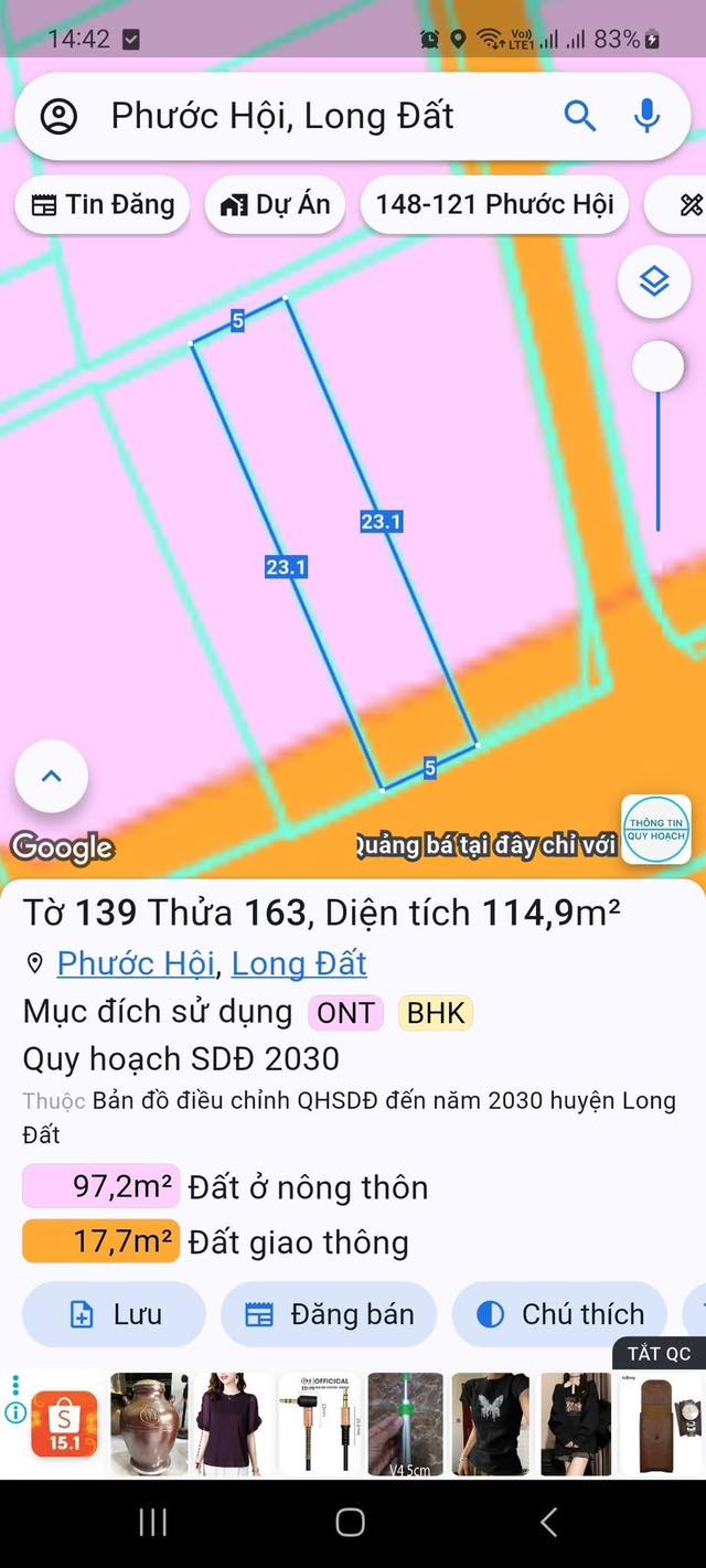 Đất thổ cư 115m² tại Láng Dài, Bà Rịa - Vũng Tàu giá 2.2 tỷ - Cơ hội đầu tư hấp dẫn!