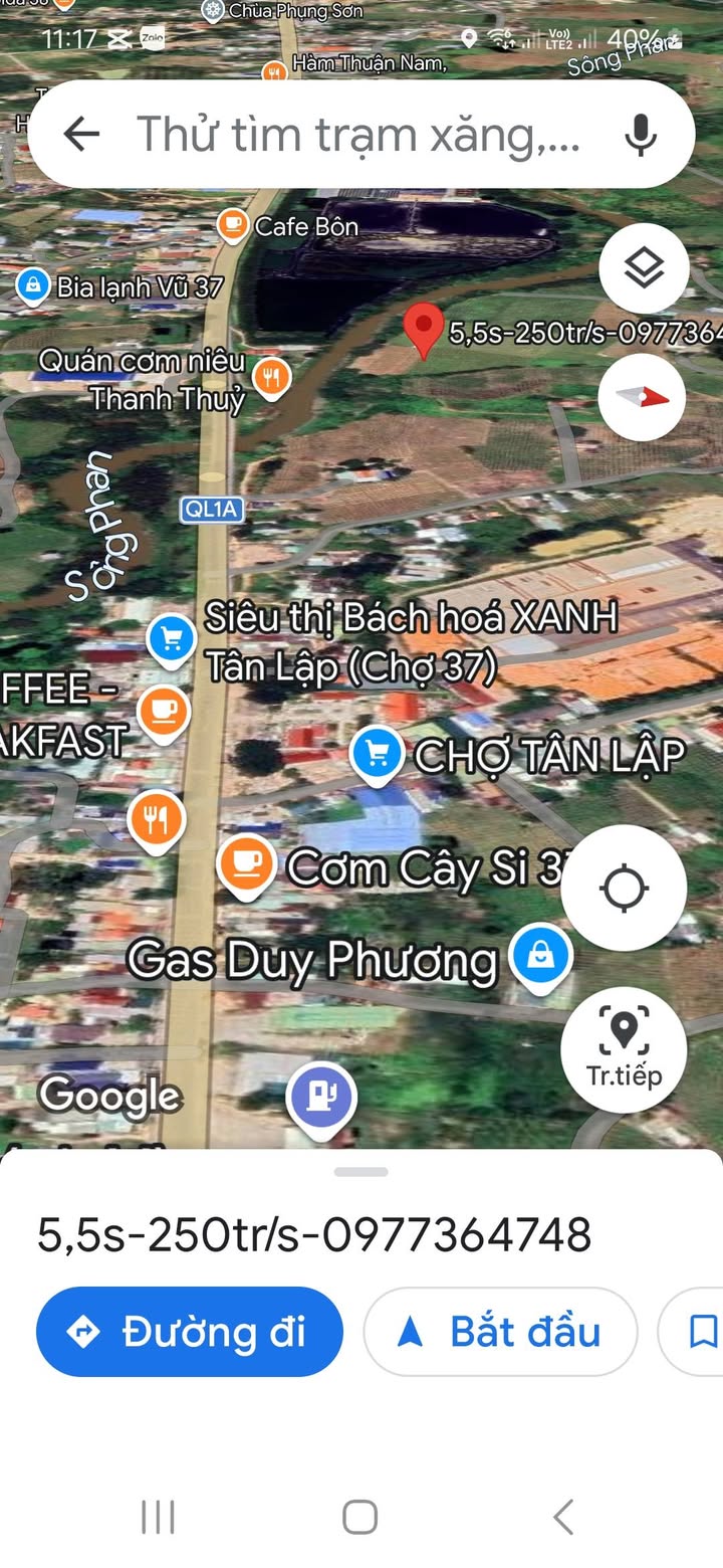 Vườn thanh long 5500m² tại xã Tân Lập, Hàm Thuận Nam - Mặt tiền sông Phan, giá 1.25 tỷ