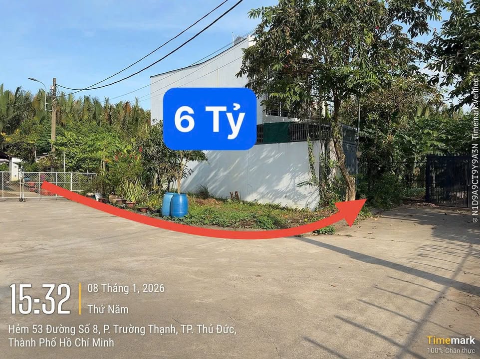 Đất nền góc 2 mặt tiền hẻm 53 đường số 8, P. Trường Thạnh, 120m² chỉ 6 tỷ - Cơ hội đầu tư tuyệt vời!