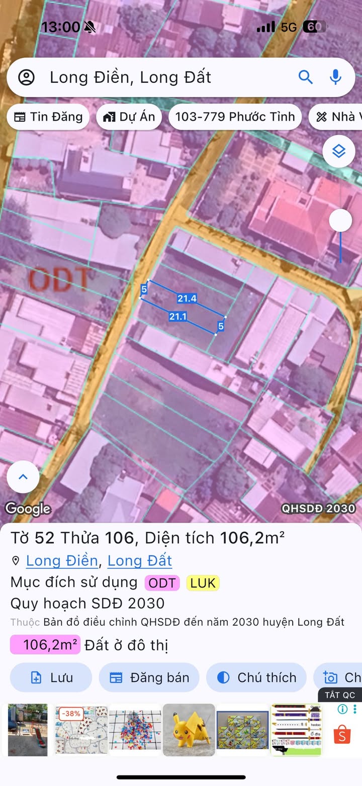 Đất nền chính chủ Long Điền 105m² giá 1.59 tỷ - Sổ hồng trao tay!