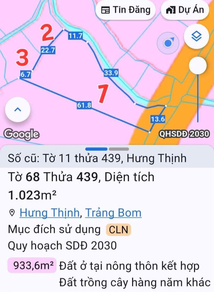 Đất nền Xã Hưng Thịnh, Trảng Bom 1500m² giá 2.75 tỷ - Mặt tiền nhựa, view suối