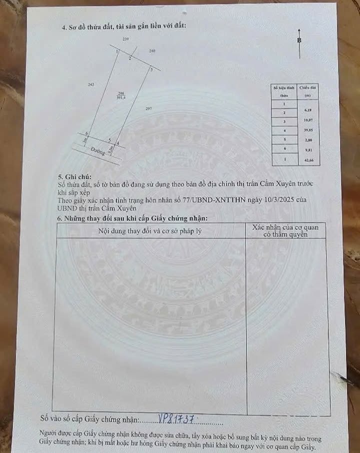 Đất thổ cư 592m² tại Cẩm Quang, Cẩm Xuyên - Giá chỉ 1.2 tỷ VND!