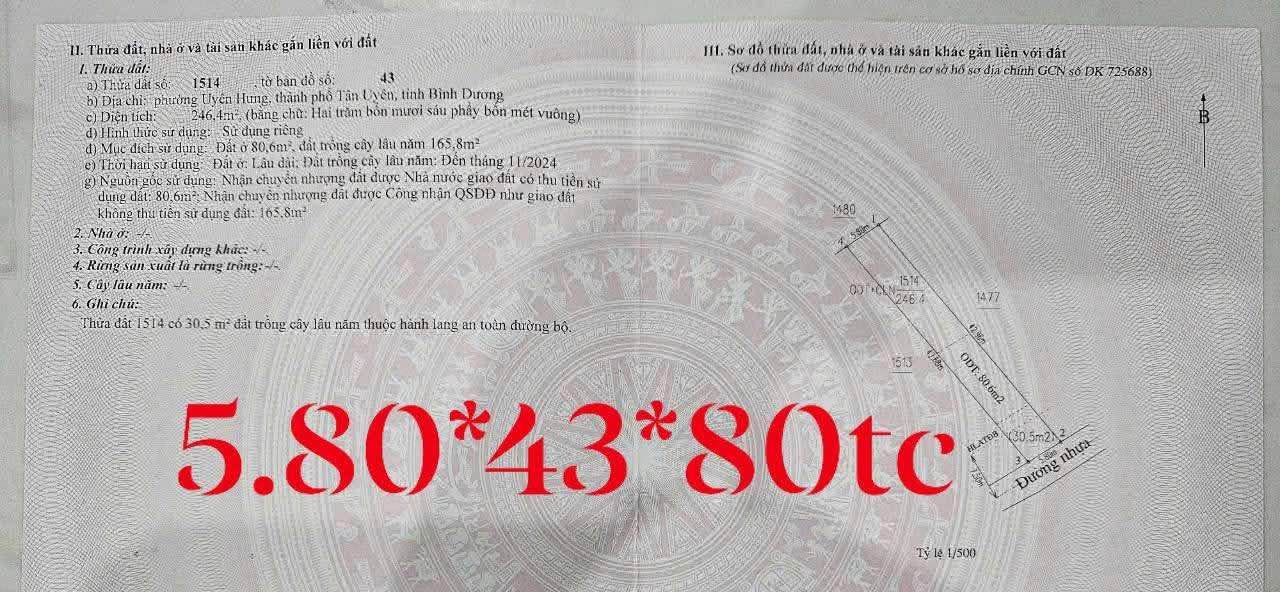 Bán gấp FrontHouse mặt tiền đường Nhựa Uyên Hưng 249m² giá chỉ 1.8 tỷ - Tiềm năng phát triển lớn!