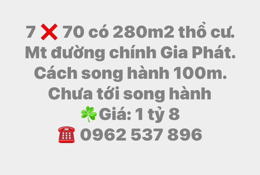 Đất thổ cư 280m² tại đường chính Gia Phát, Long Khánh - Giá chỉ 1.8 tỷ!