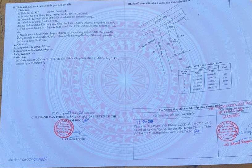 Đất thổ cư mặt tiền đường số 5, xã Tân Thông Hội, Củ Chi, 125m² - Cơ hội đầu tư sinh lời!