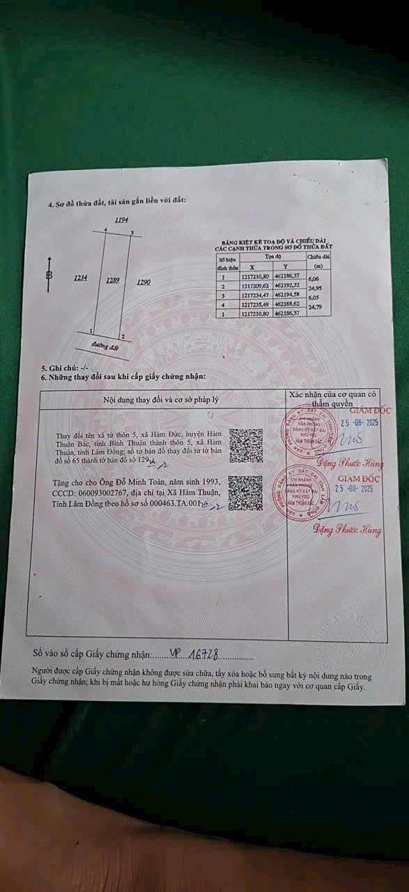 Đất thổ cư thôn 5, xã Hàm Đức, 180m² chỉ 480 triệu - Đầu tư sinh lời ngay!