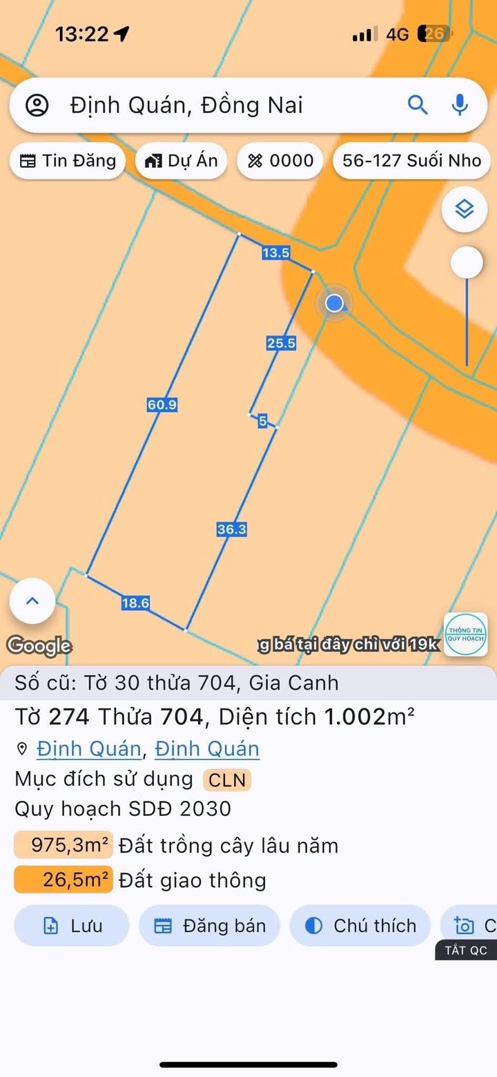 Đất thổ cư 1120m² tại Xã Định Quán, Đồng Nai - Giá chỉ 1.35 tỷ