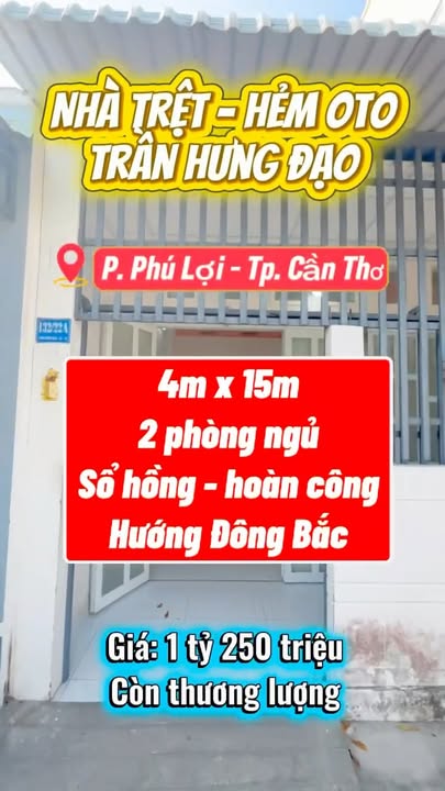 Nhà trệt hẻm ô tô Trần Hưng Đạo 60m² giá 1.25 tỷ - Sổ hồng chính chủ!