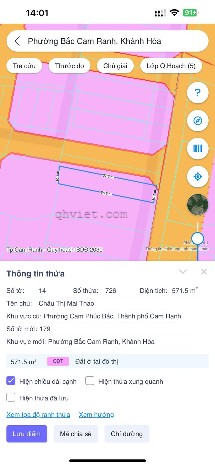 Đất nền Cam Ranh 571m² giá 3 tỷ - Hướng Đông, cơ hội đầu tư tuyệt vời!