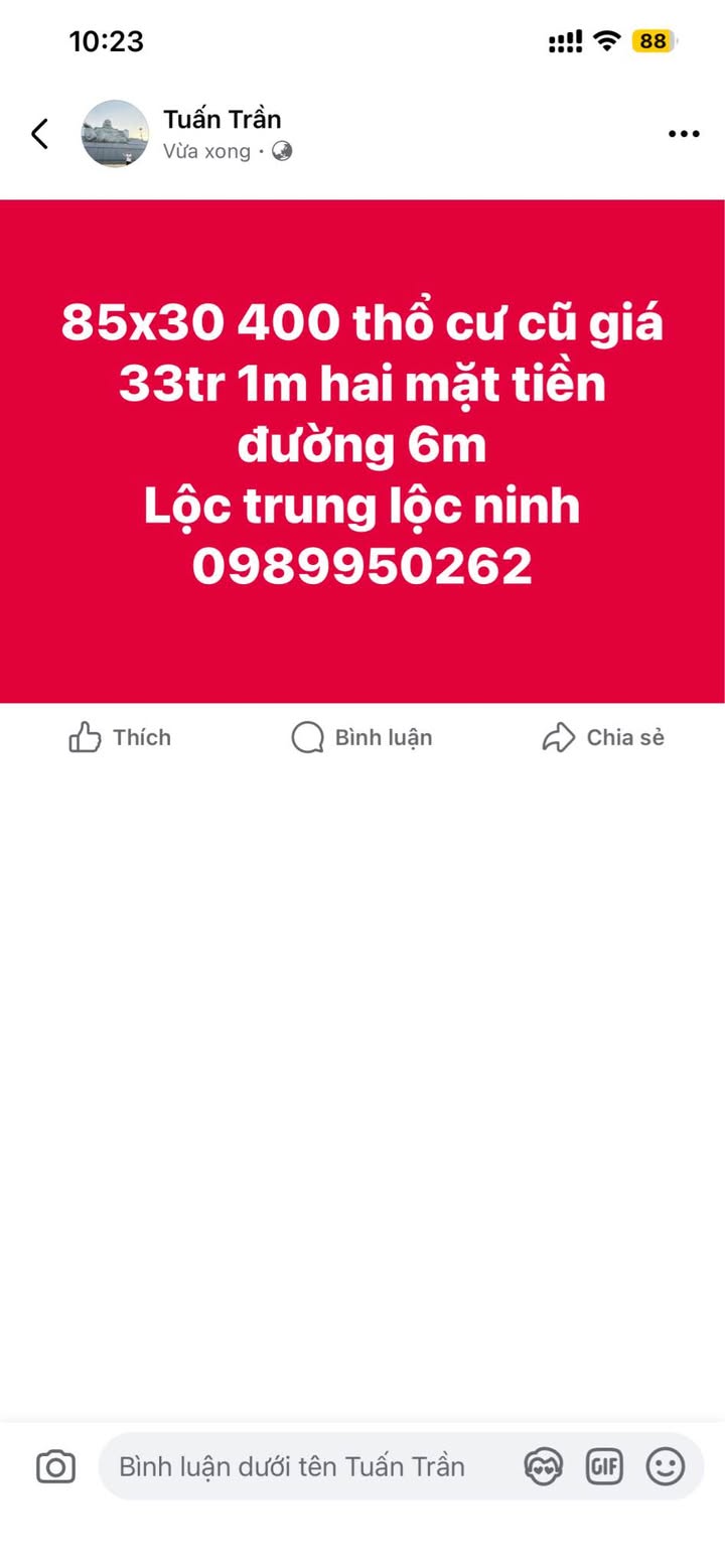 Đất thổ cư 2550m² Lộc Phú - Huyện Lộc Ninh giá 83.16 tỷ - Hai mặt tiền đường 6m