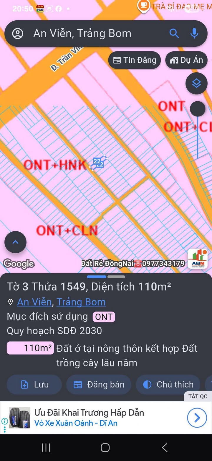 Đất nền 110m² Xã Giang Điền, Huyện Trảng Bom chỉ 1.1 tỷ - Cơ hội đầu tư lý tưởng!