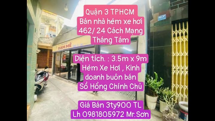 Nhà hẻm xe hơi 462/24 Cách Mạng Tháng Tám, Quận 3, 31m² - Chính chủ, giá tốt!