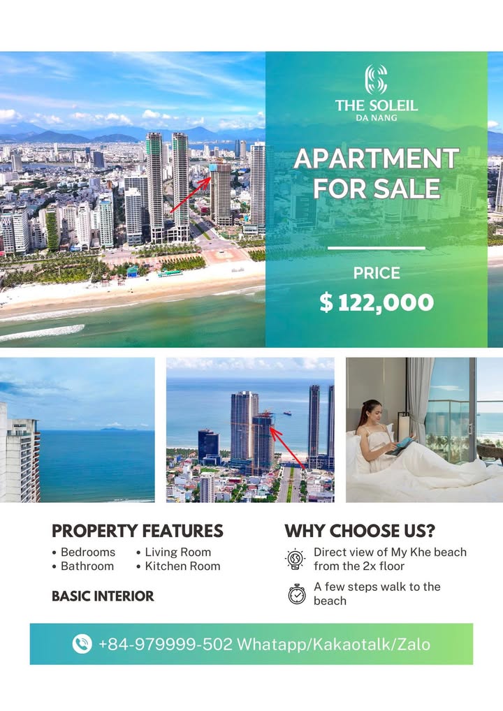 Căn hộ The Soleil Danang, Đà Nẵng 35m² giá 2.975 tỷ - Mặt tiền biển Mĩ Khê tuyệt đẹp!