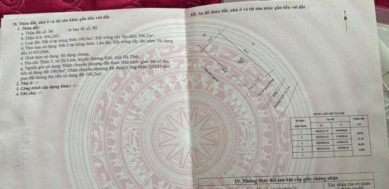 Đất nền Hương Khê 1200m² giá thương lượng - Mặt tiền Quốc lộ 15A