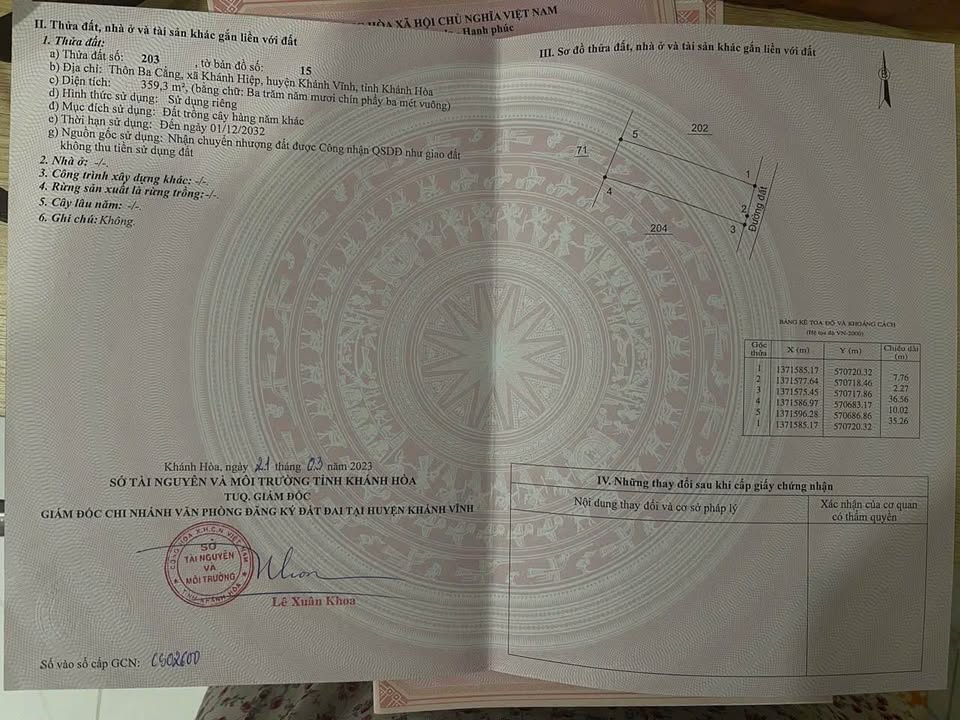 Đất thổ cư Khánh Hiệp 359m² giá chỉ 199 triệu - Cơ hội đầu tư hấp dẫn!