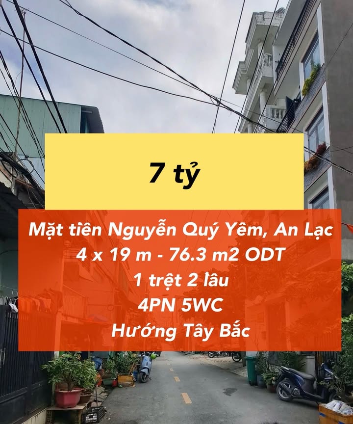 Nhà mặt tiền Đường Nguyễn Quý Yêm, Bình Tân 76.3m² giá 7 tỷ - Giảm giá sốc 500 triệu!