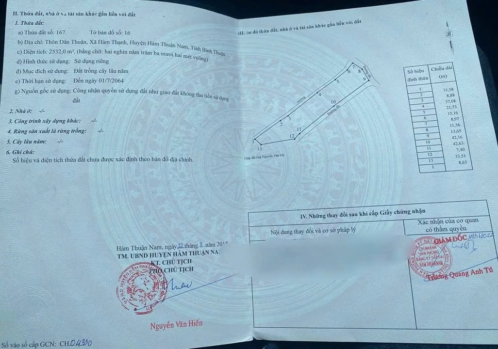 Đất nông nghiệp 9000m² tại Hàm Thạnh, giá chỉ 550 triệu - Sổ đỏ chính chủ!