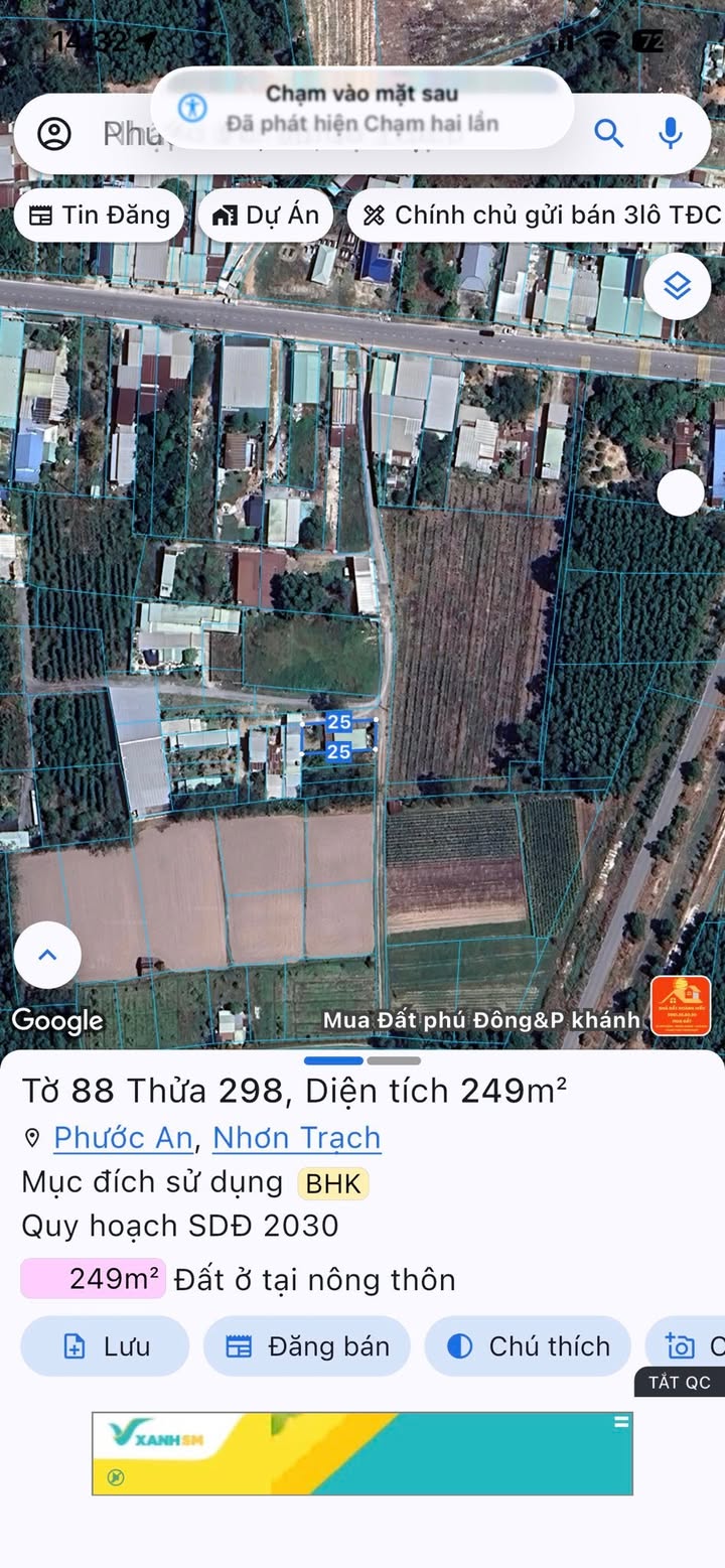 Đất vườn xã Phước An, Nhơn Trạch 250m² giá 2.5 tỷ - Đầu tư sinh lời!