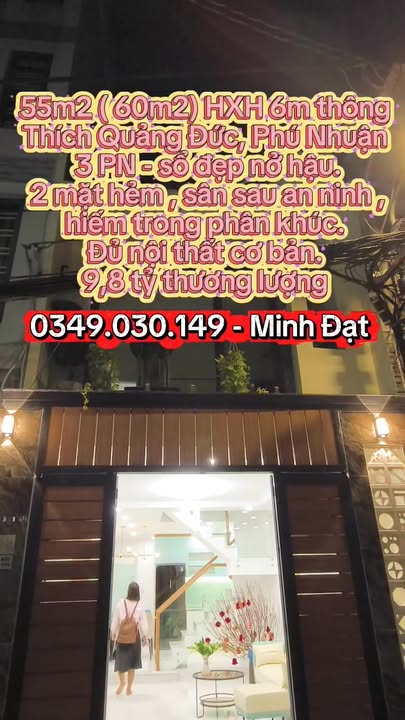 Nhà đẹp 2 mặt hẻm xe hơi Thích Quảng Đức 60m² giá 9.8 tỷ - Sẵn sàng vào ở ngay!