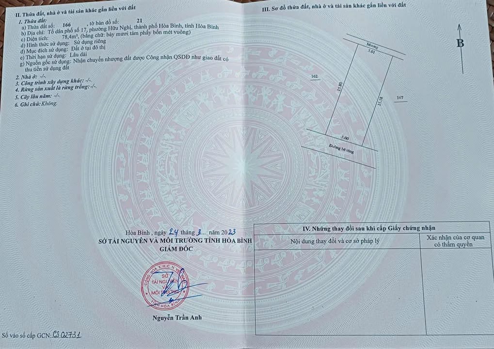 Bán đất Phường Hữu Nghị 78m² giá 1.5 tỷ - Sổ đỏ chính chủ