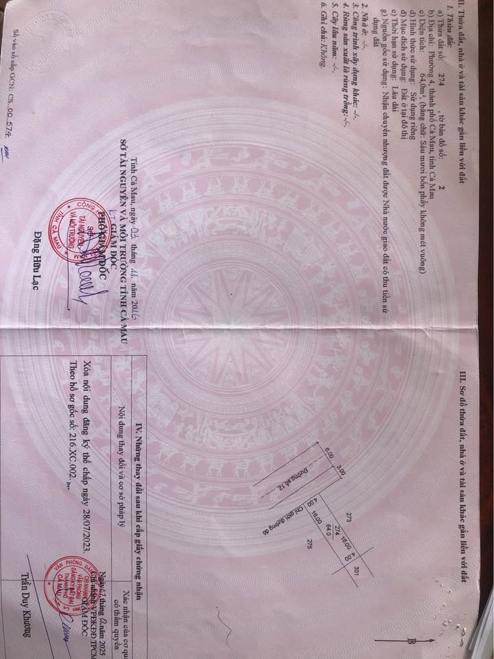 Đất thổ cư 64m² tại khu TĐC Chợ Mới, Cà Mau - Giá cực tốt 1.25 tỷ!