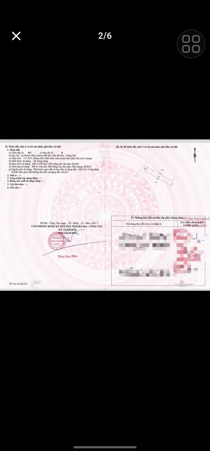 Đất nền xã Phước Hội, huyện Đất Đỏ 184.7m² giá 1.7 tỷ - Cơ hội đầu tư hấp dẫn!