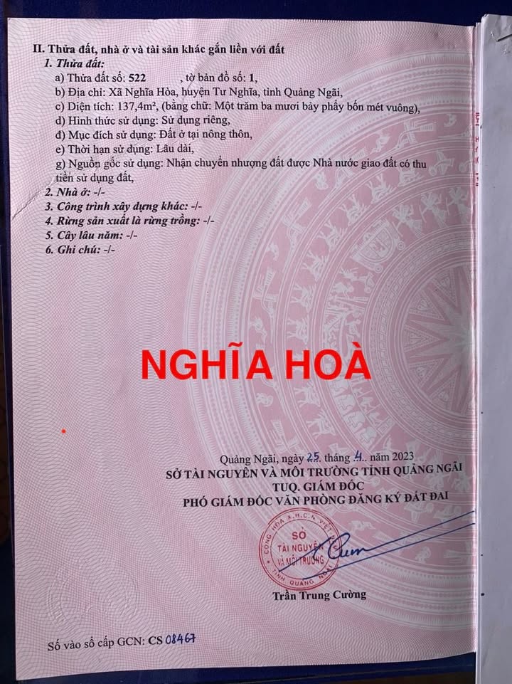 Đất nền Nghĩa Hòa, huyện Tư Nghĩa 137m² giá 400 triệu - Đường bê tông 3m thuận lợi!