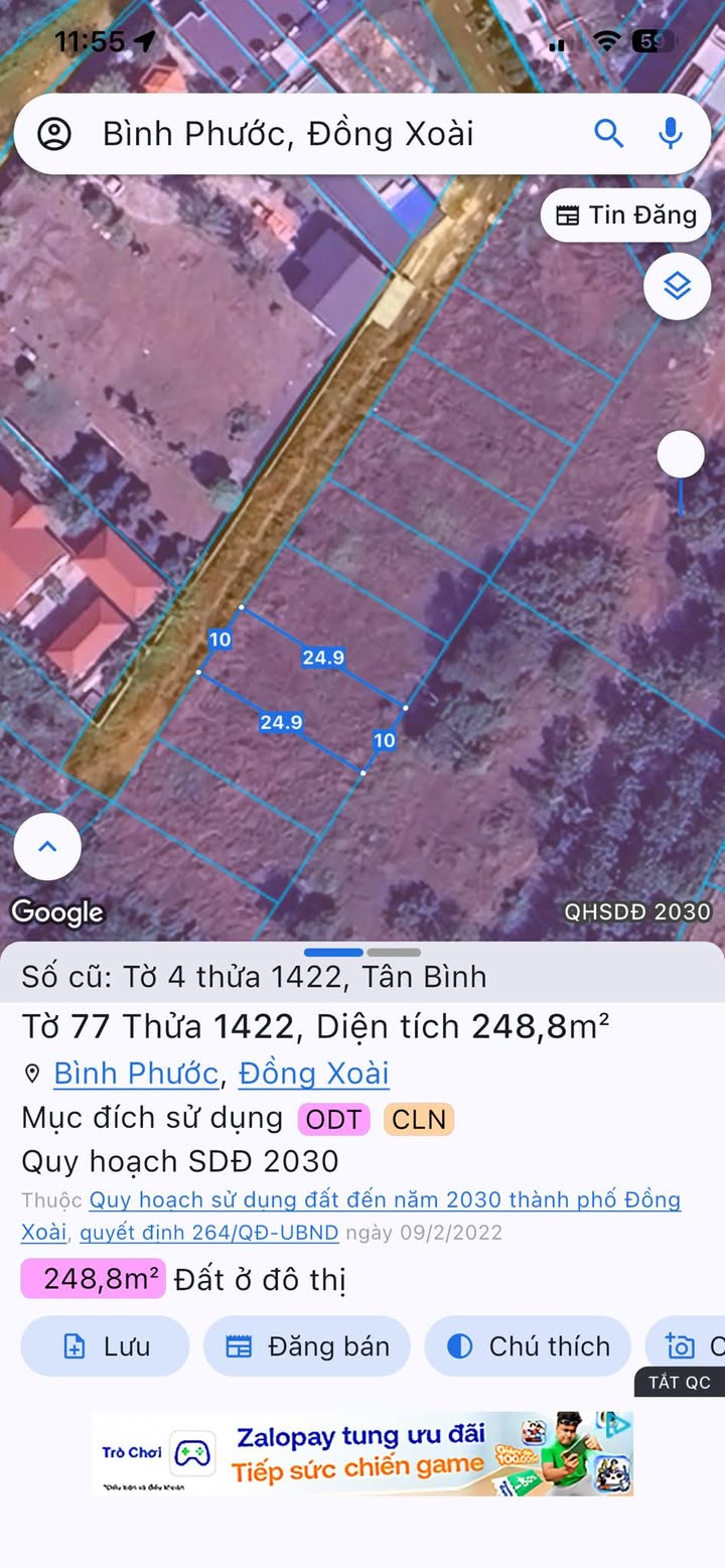 Đất nền Tân Bình, Đồng Xoài 250m² giá 1.35 tỷ - Cơ hội đầu tư hấp dẫn!
