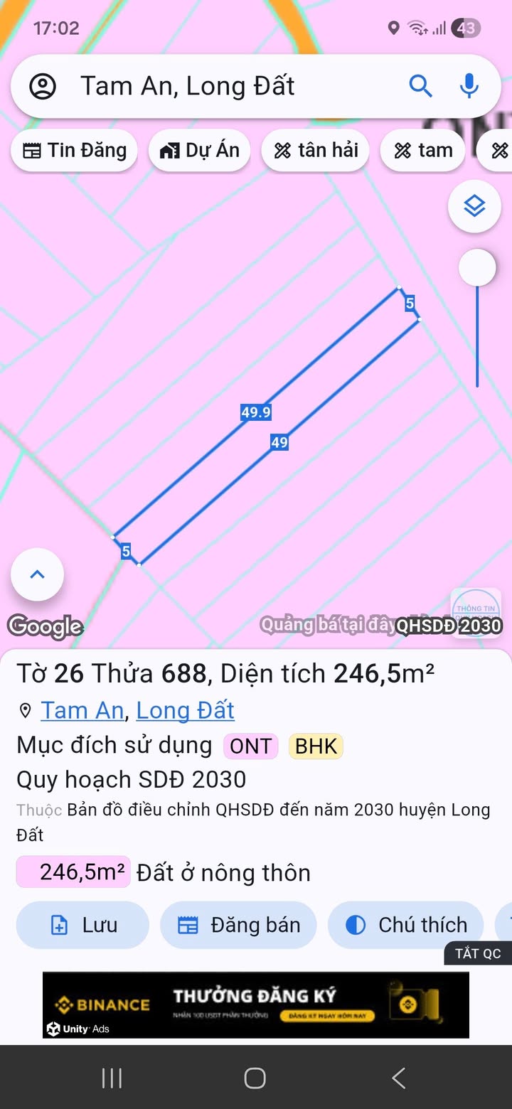 Đất nền Tam An, Long Đất, 246,5m² giá chỉ 1,15 tỷ - Cơ hội đầu tư tuyệt vời!