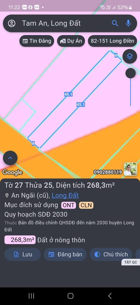 Đất mặt tiền chợ An Ngãi, 270m² giá 1.95 tỷ - Cơ hội đầu tư tuyệt vời!