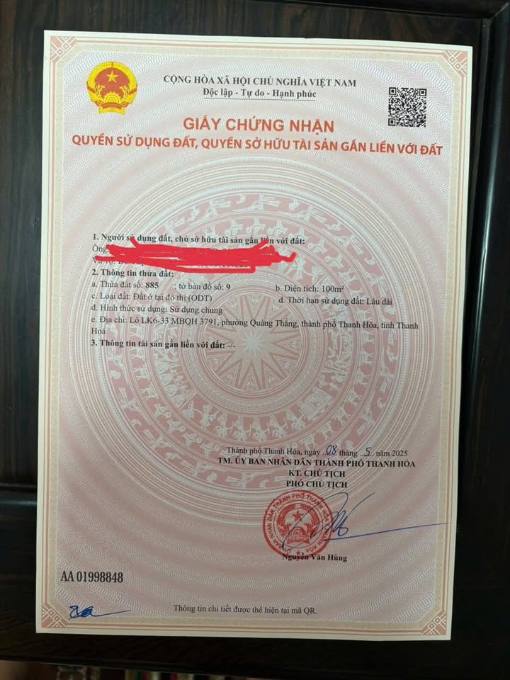 Đất nền KĐT Xuân Hưng, Thanh Hóa 100m² giá 12.5 tỷ - Vị trí đắc địa sát ngã tư