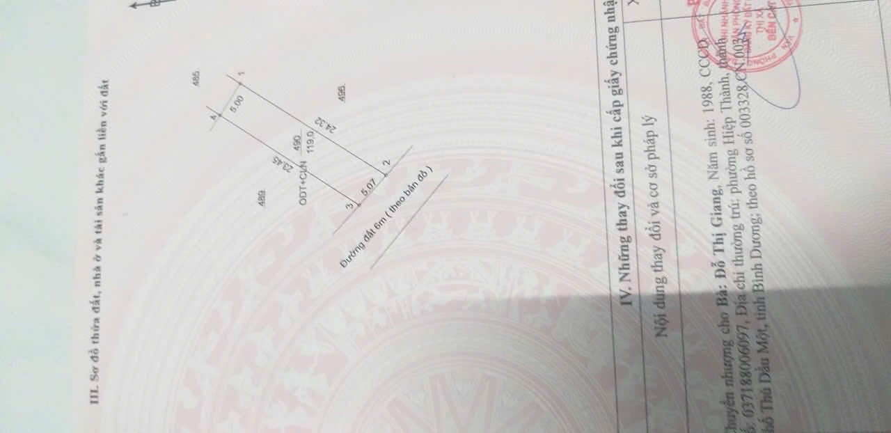 Đất nền Khu 4 Tân Định, Bến Cát 120m² giá 950 triệu - Sổ đỏ chính chủ!