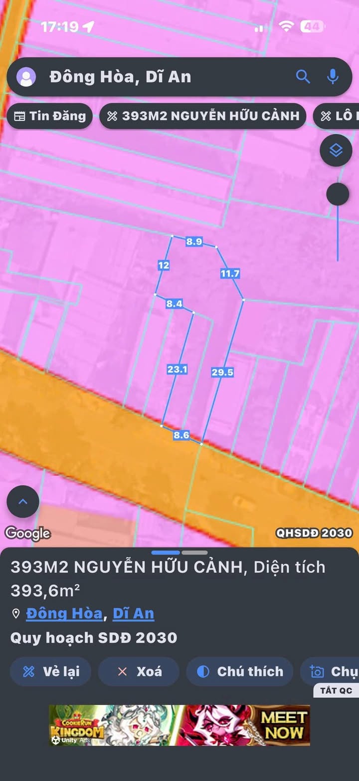 Bán mặt tiền đường Nguyễn Hữu Cảnh, Dĩ An 393m² giá 15.2 tỷ - Vị trí đắc địa, tiềm năng sinh lời!