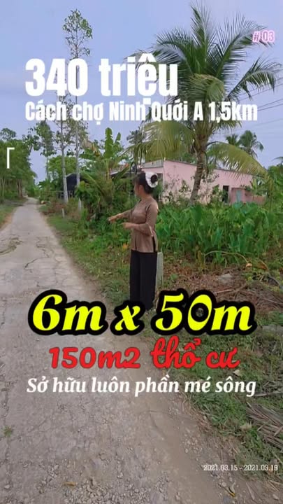 Đất nền thổ cư 300m² Ninh Quới A - Gần chợ, giá chỉ 340 triệu!