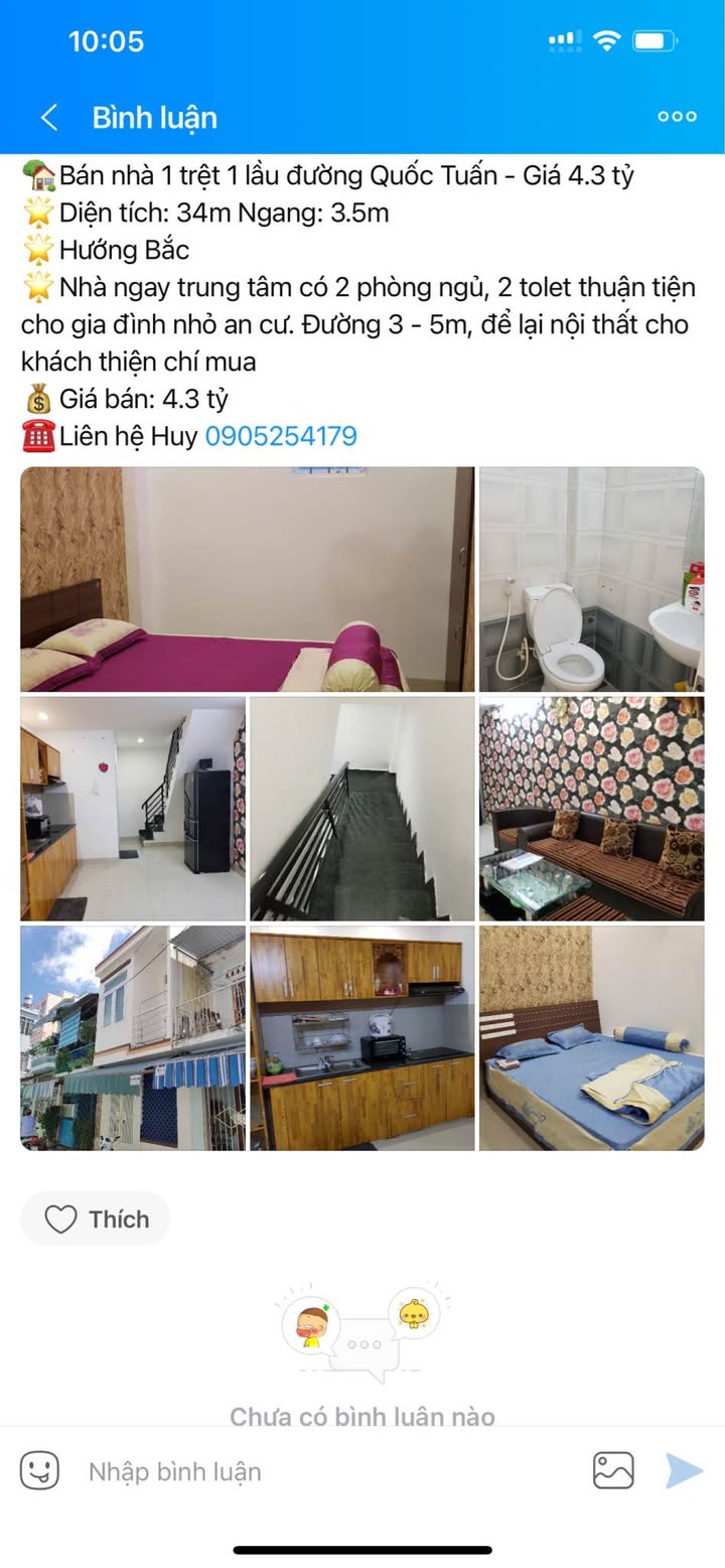 Bán nhà 1 trệt 1 lầu đường Quốc Tuấn Ninh Hòa 34m² giá 4.3 tỷ - Chính chủ bán gấp!