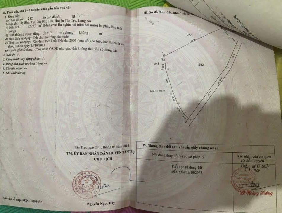 Đất nông nghiệp xã Đức Tân, huyện Tân Trụ, Long An 3200m² - Cơ hội đầu tư tốt!