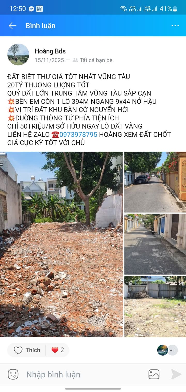 Đất biệt thự Vũng Tàu 394m² giá 19.7 tỷ - Cơ hội đầu tư tuyệt vời!